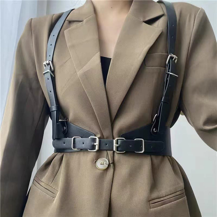 Cintura regolabile in pelle Steampunk con cinturino corsetto