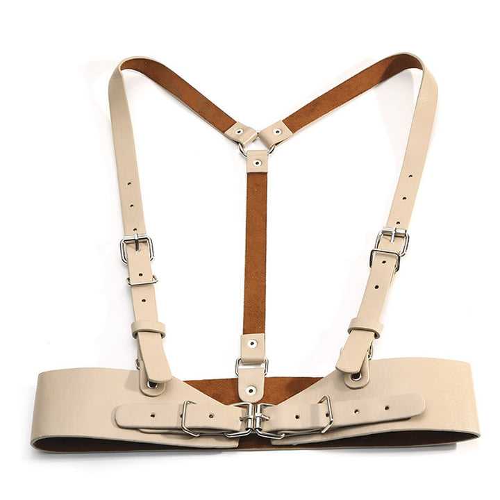 Cintura regolabile in pelle Steampunk con cinturino corsetto - Piccolo - Mandorla sbiancata - image 11