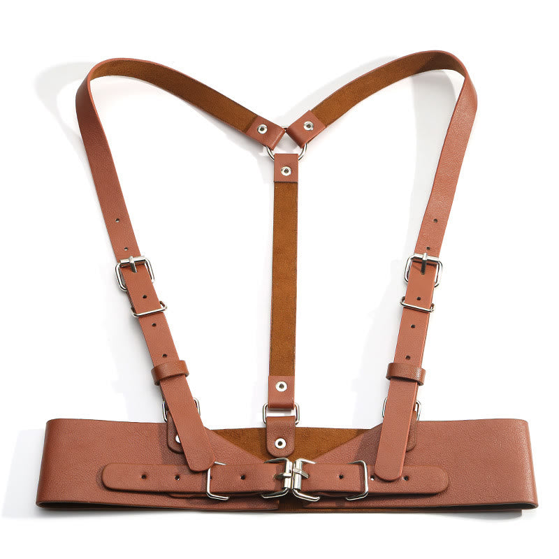 Cintura regolabile in pelle Steampunk con cinturino corsetto - Piccolo - Cioccolato - image 10