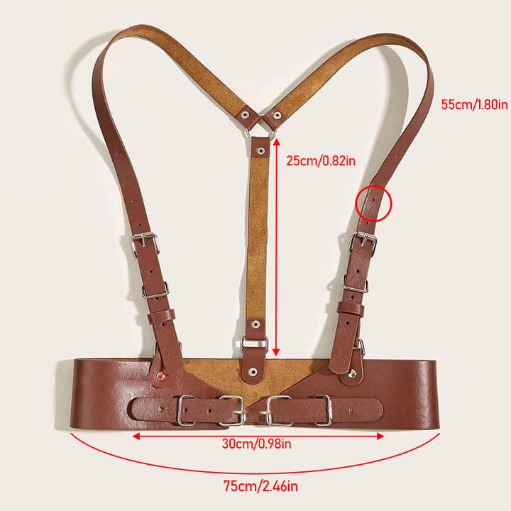 Cintura regolabile in pelle Steampunk con cinturino corsetto - Grande - Cioccolato - image 15