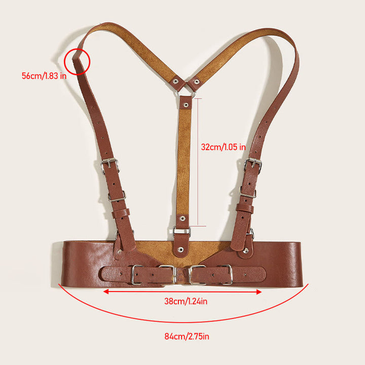 Cintura regolabile in pelle Steampunk con cinturino corsetto