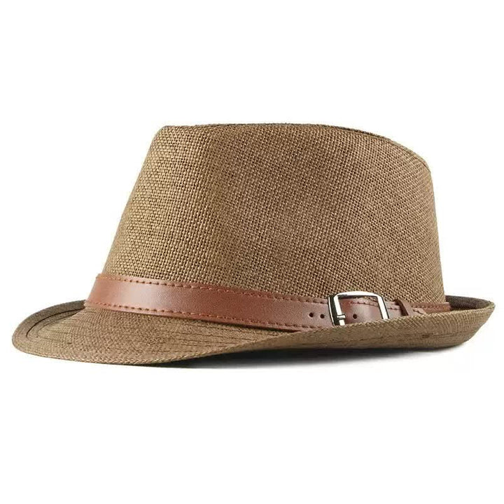 Cappello da uomo elegante e casual in paglia con decorazione in pelle