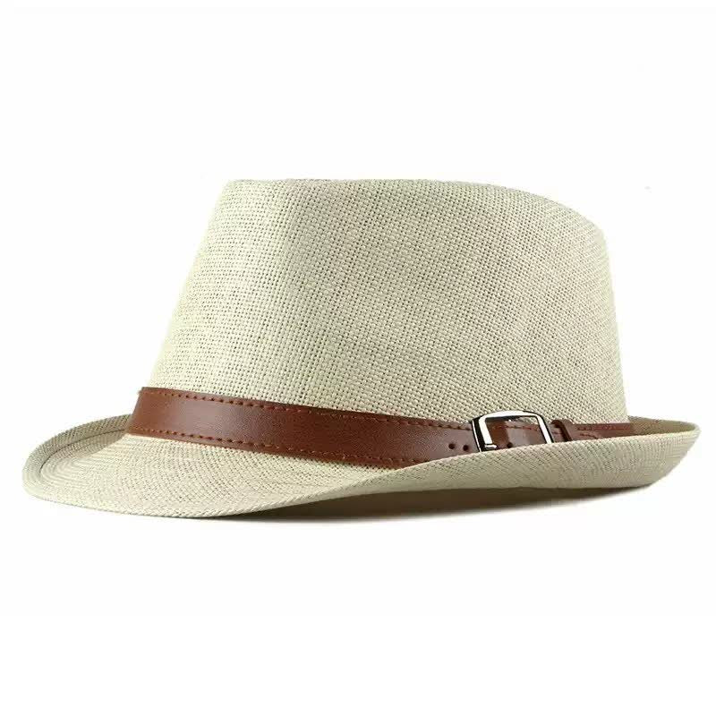 Cappello da uomo elegante e casual in paglia con decorazione in pelle