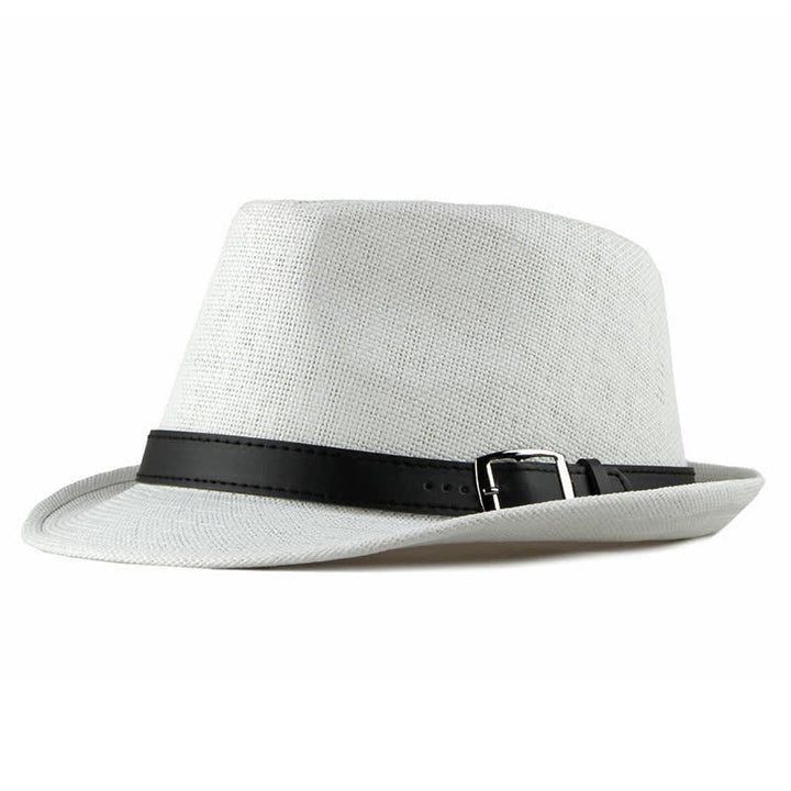 Cappello da uomo elegante e casual in paglia con decorazione in pelle