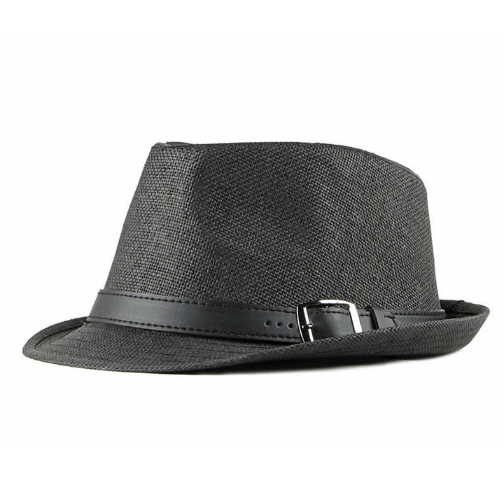 Cappello da uomo elegante e casual in paglia con decorazione in pelle - Nero - Misura M (22"-22 7/8") - image 5