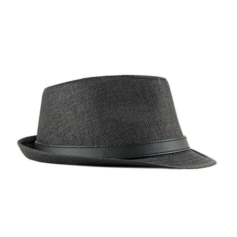 Cappello da uomo elegante e casual in paglia con decorazione in pelle