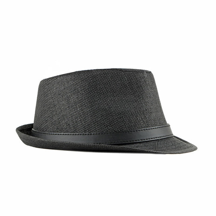Cappello da uomo elegante e casual in paglia con decorazione in pelle