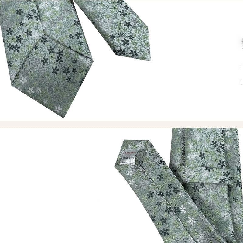 Cravatta da uomo in poliestere jacquard floreale verde