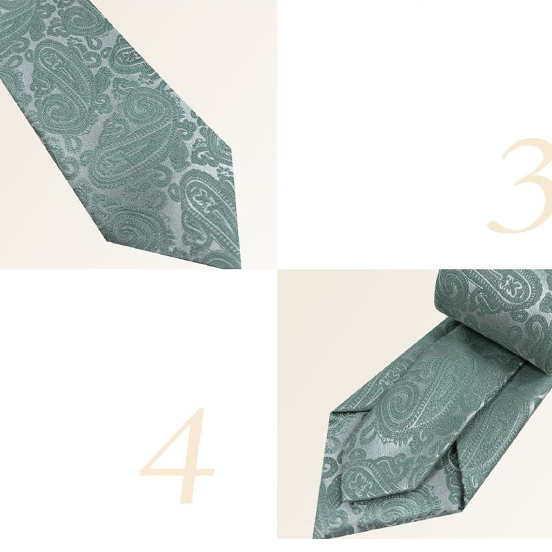 Cravatta da uomo in poliestere jacquard floreale verde