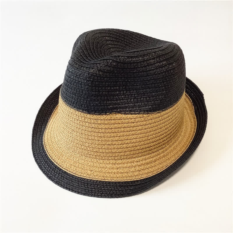 Cappello di paglia Fedora divertente con colori abbinati per l'estate - Nero e cachi - Misura M (22"-22 7/8") - image 10