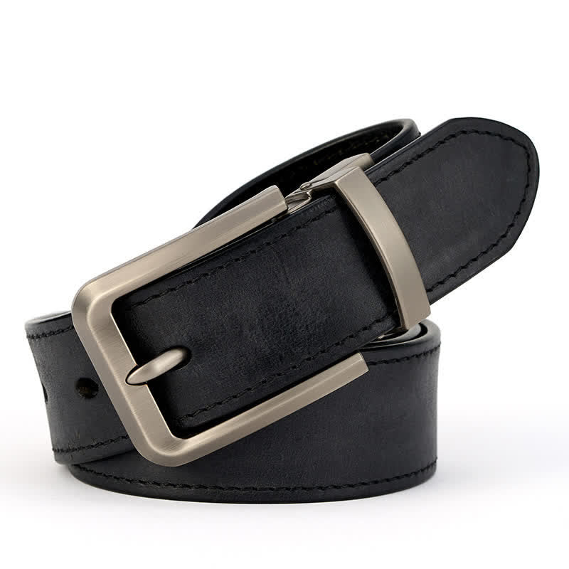 Cintura in pelle semplice e precisa da uomo, cucita con cura - Nero - Stile n. 1 - 42 - image 5