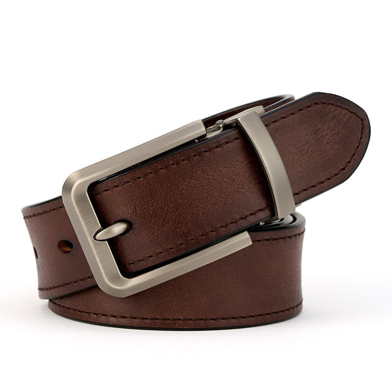 Cintura in pelle semplice e precisa da uomo, cucita con cura - Marrone - Stile n. 1 - 42 - image 0