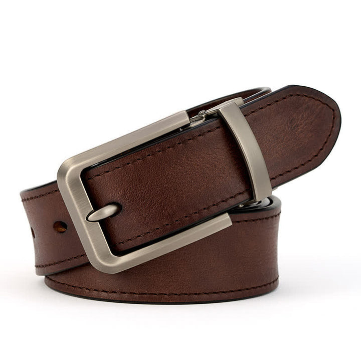 Cintura in pelle semplice e precisa da uomo, cucita con cura - Marrone - Stile n. 1 - 42 - image 0