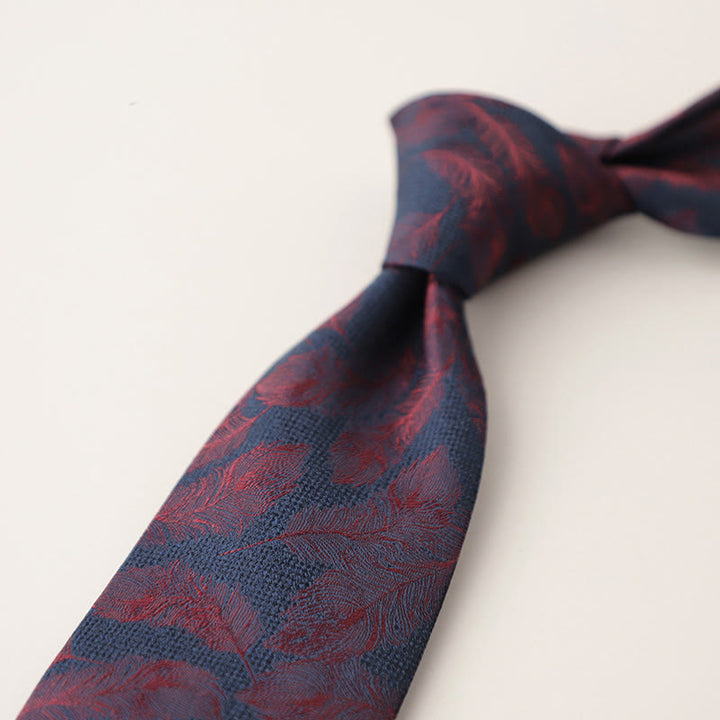 Cravatta da uomo vintage con piume svolazzanti in jacquard