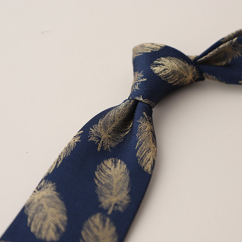 Cravatta da uomo vintage con piume svolazzanti in jacquard
