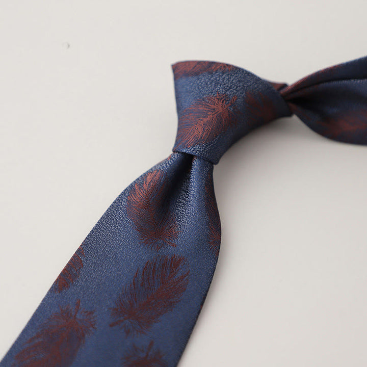 Cravatta da uomo vintage con piume svolazzanti in jacquard
