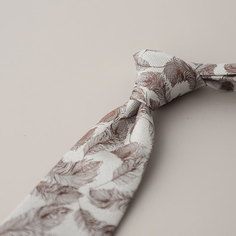 Cravatta da uomo vintage con piume svolazzanti in jacquard