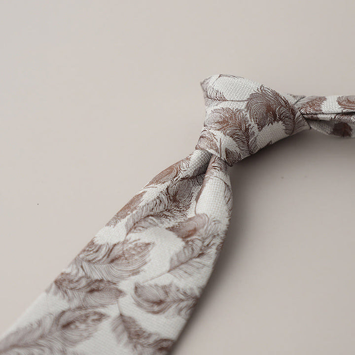 Cravatta da uomo vintage con piume svolazzanti in jacquard