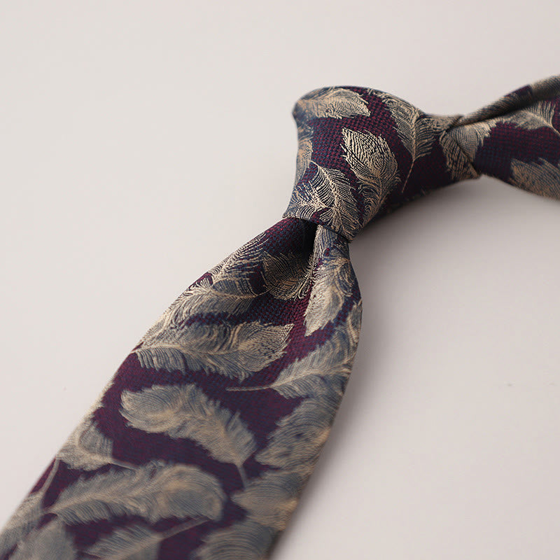 Cravatta da uomo vintage con piume svolazzanti in jacquard