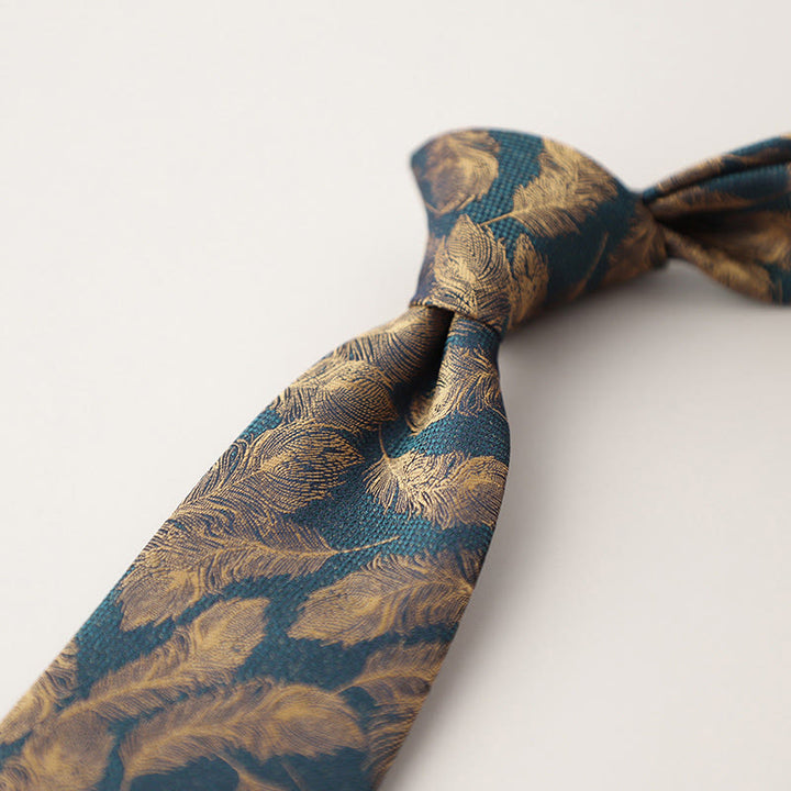 Cravatta da uomo vintage con piume svolazzanti in jacquard