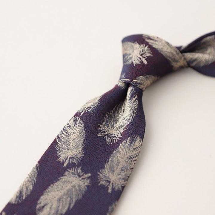 Cravatta da uomo vintage con piume svolazzanti in jacquard