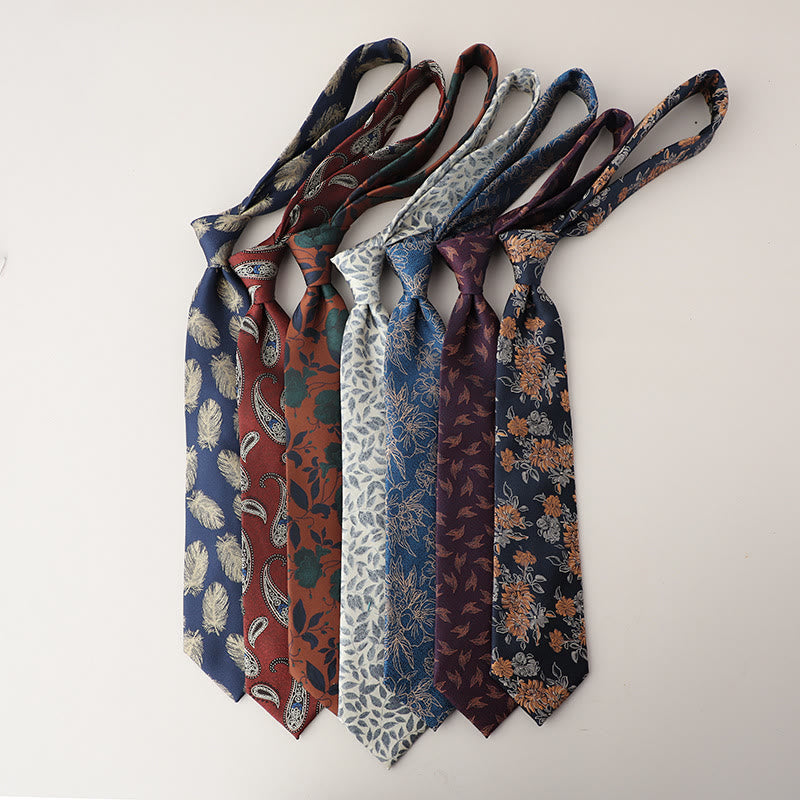 Cravatta da uomo vintage con piume svolazzanti in jacquard