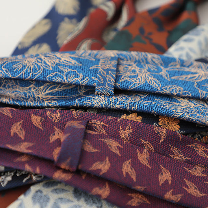 Cravatta da uomo vintage con piume svolazzanti in jacquard