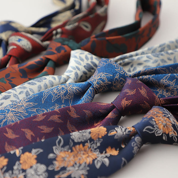 Cravatta da uomo vintage con piume svolazzanti in jacquard