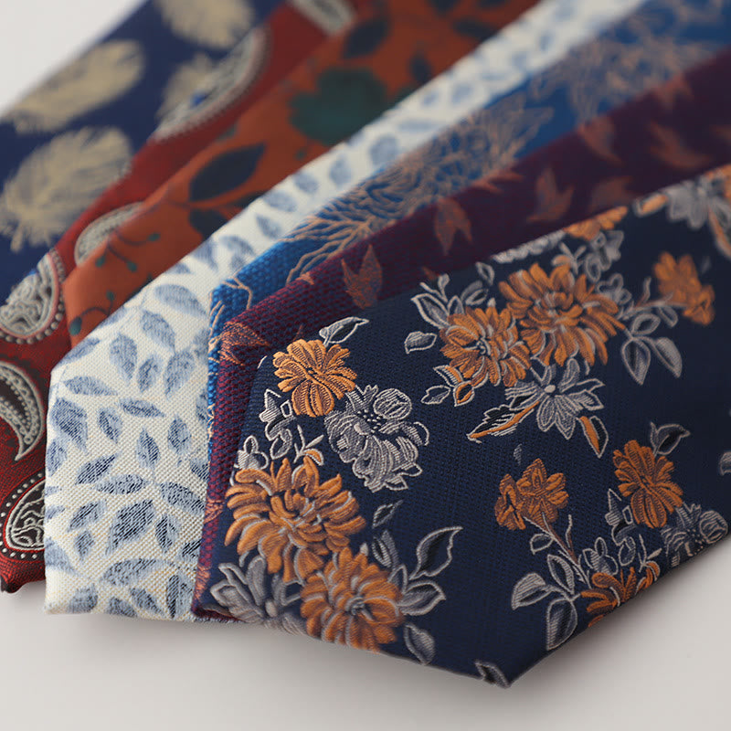 Cravatta da uomo vintage con piume svolazzanti in jacquard
