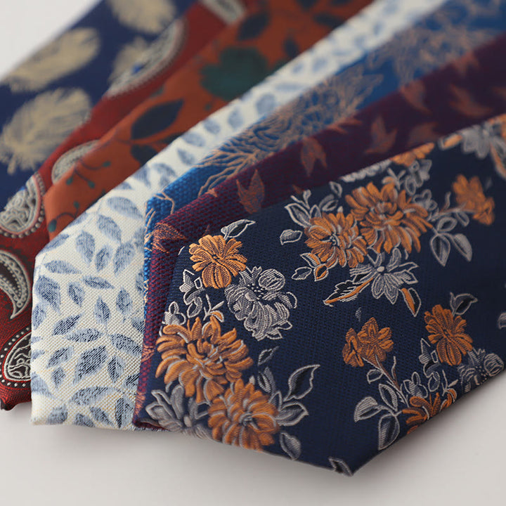 Cravatta da uomo vintage con piume svolazzanti in jacquard