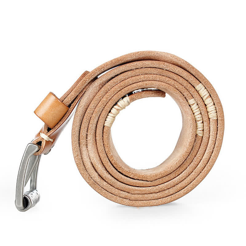 Cintura da uomo in pelle con decoro retrò con linee bianche