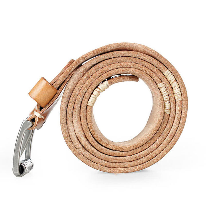 Cintura da uomo in pelle con decoro retrò con linee bianche