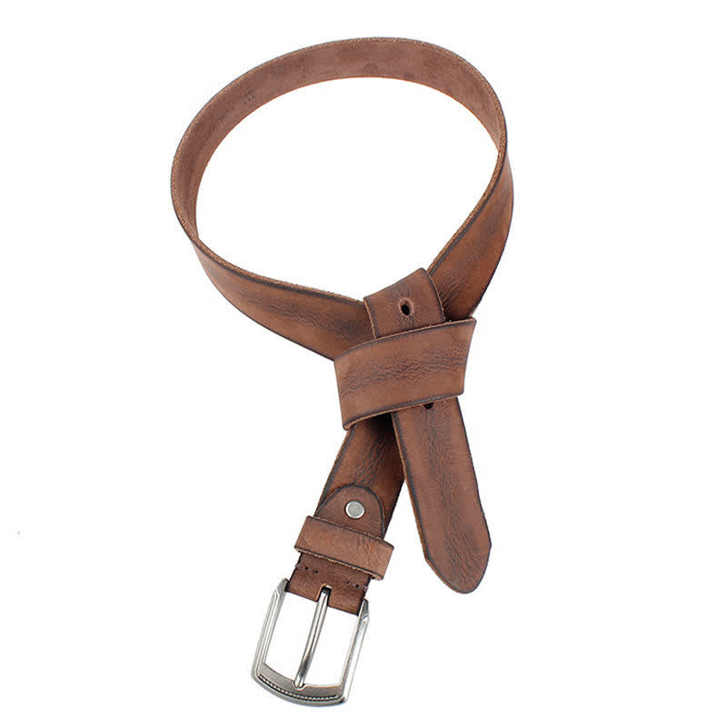 Cintura da uomo in pelle lavata con strato superiore in pelle bovina vintage