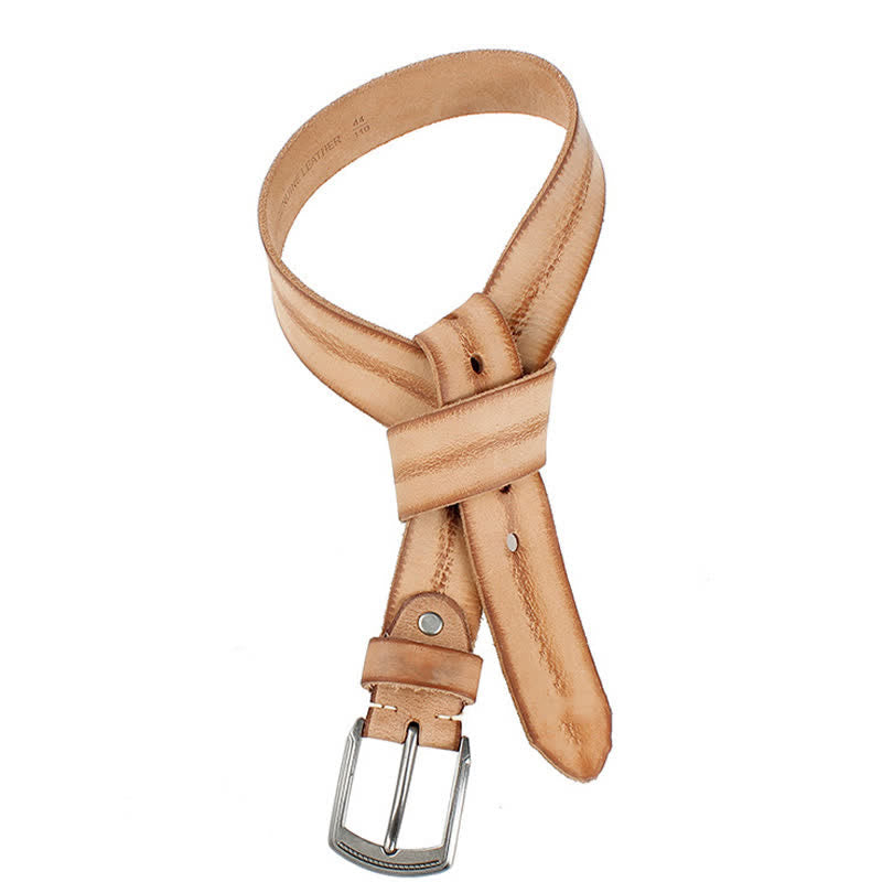 Cintura da uomo in pelle lavata con strato superiore in pelle bovina vintage