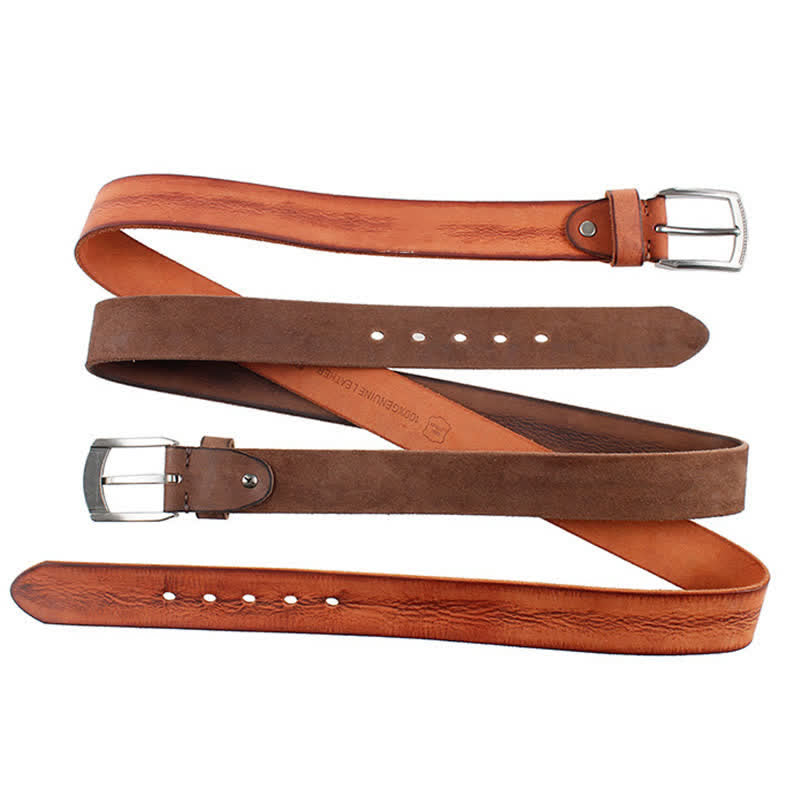 Cintura da uomo in pelle lavata con strato superiore in pelle bovina vintage