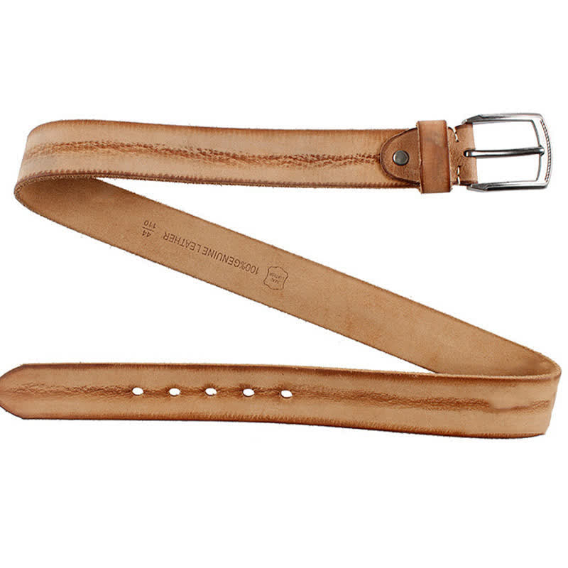Cintura da uomo in pelle lavata con strato superiore in pelle bovina vintage