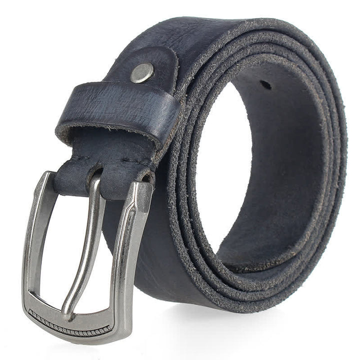 Cintura da uomo in pelle lavata con strato superiore in pelle bovina vintage