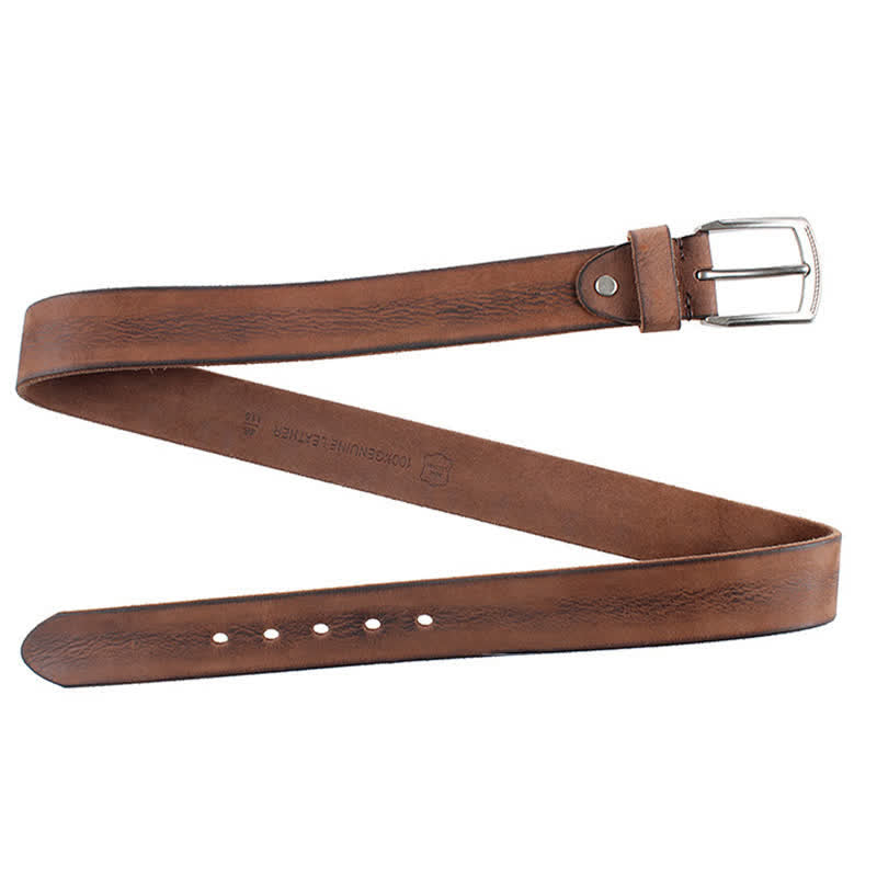 Cintura da uomo in pelle lavata con strato superiore in pelle bovina vintage