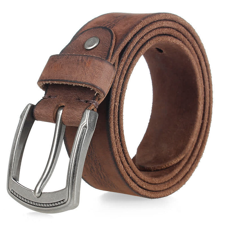 Cintura da uomo in pelle lavata con strato superiore in pelle bovina vintage
