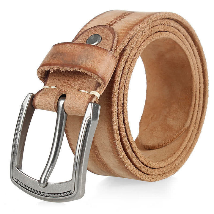 Cintura da uomo in pelle lavata con strato superiore in pelle bovina vintage
