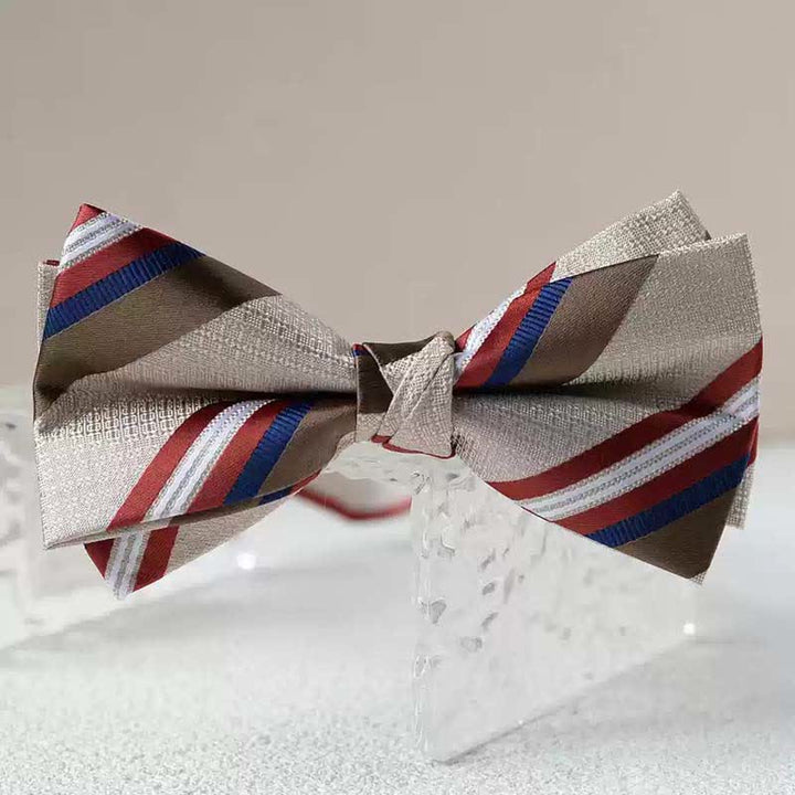 Papillon da uomo con fazzoletto stampato vintage a doppio strato
