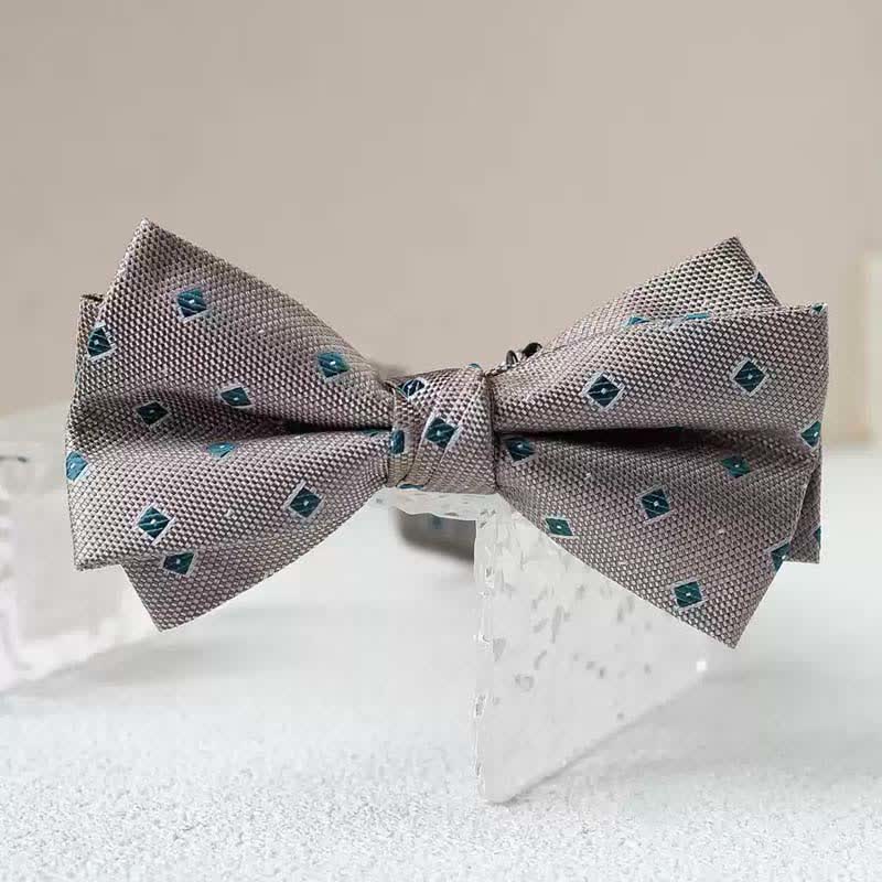 Papillon da uomo con fazzoletto stampato vintage a doppio strato