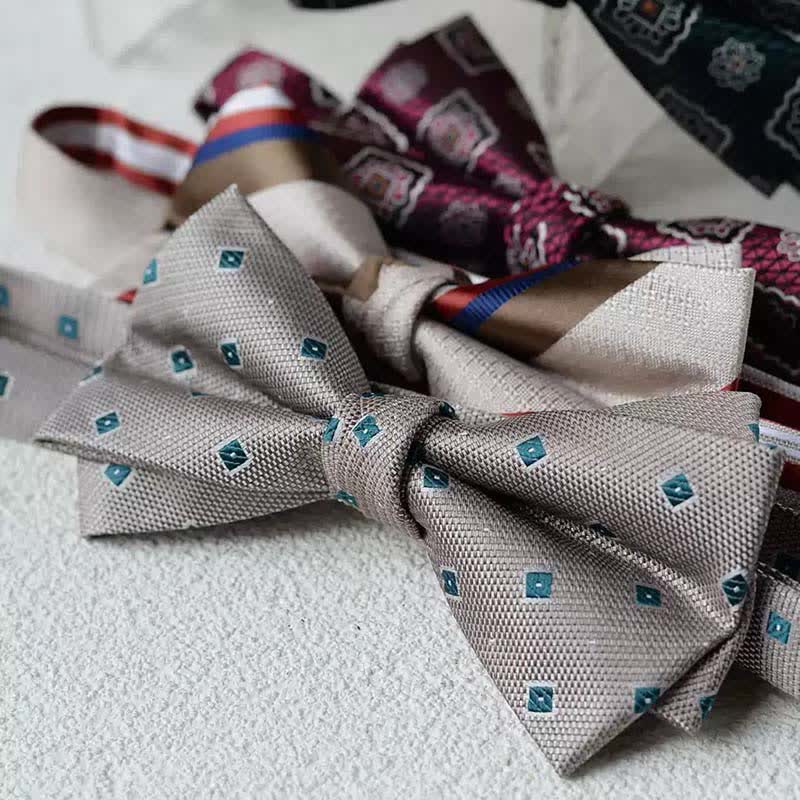 Papillon da uomo con fazzoletto stampato vintage a doppio strato - image 4