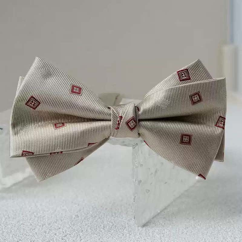 Papillon da uomo con fazzoletto stampato vintage a doppio strato