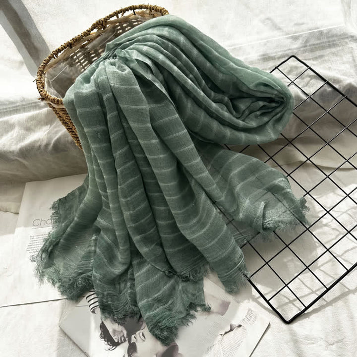 Sciarpa sottile quattro stagioni con motivo a righe classiche - Verde - image 7