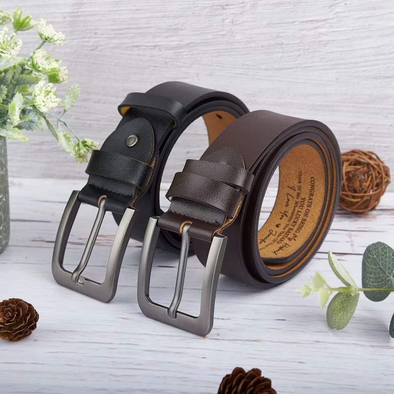 Cintura in pelle personalizzata con nomi incisi, regalo caldo