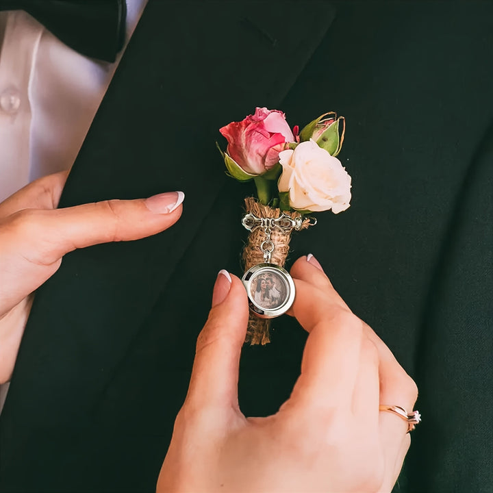 Personalizza la tua spilla con fiocco fotografico, spilla commemorativa in metallo
