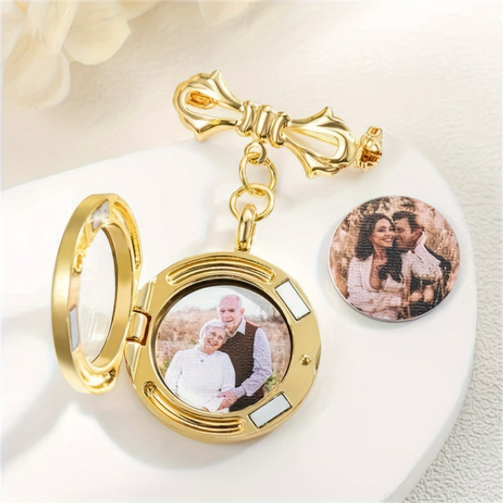 Personalizza la tua spilla con fiocco fotografico, spilla commemorativa in metallo