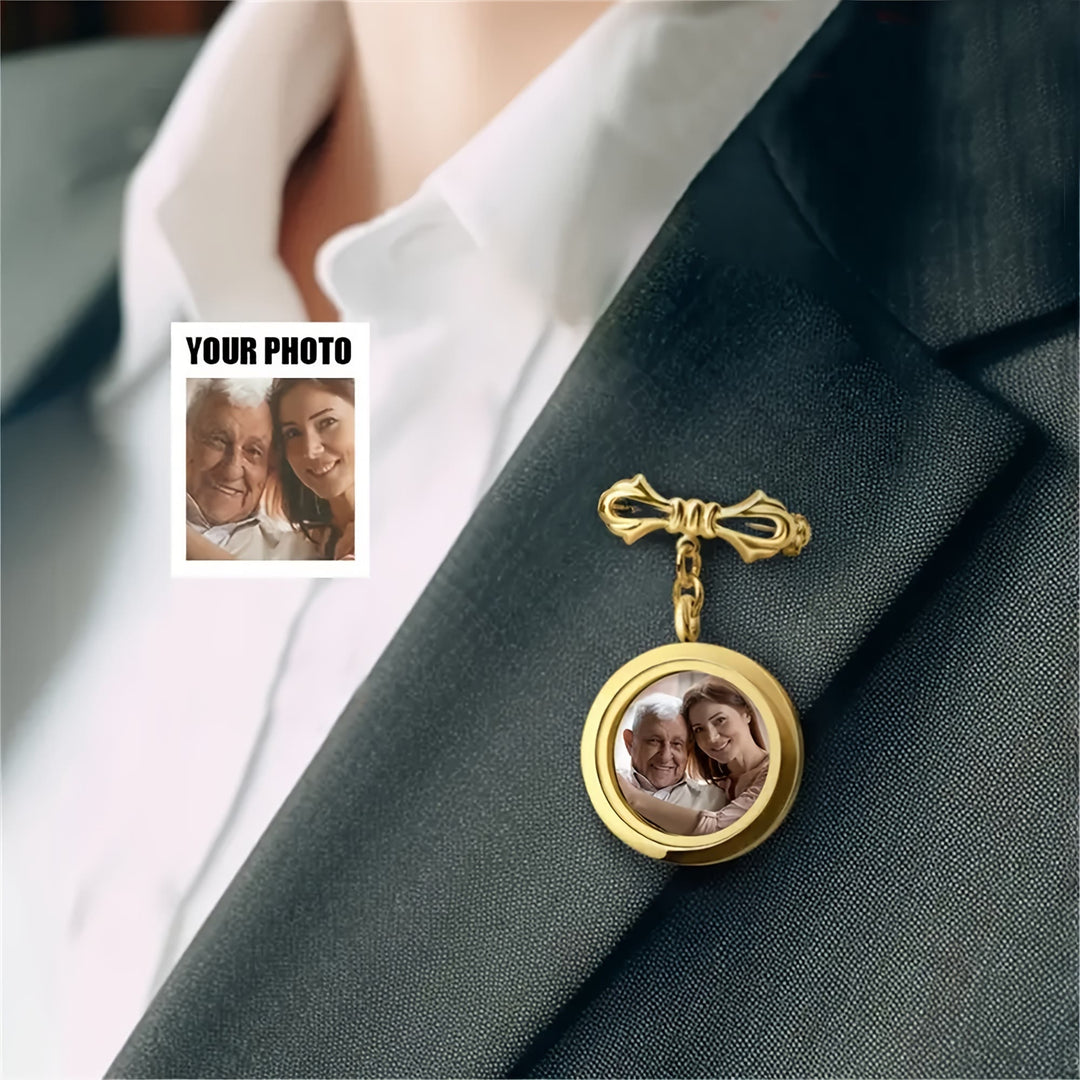 Personalizza la tua spilla con fiocco fotografico, spilla commemorativa in metallo