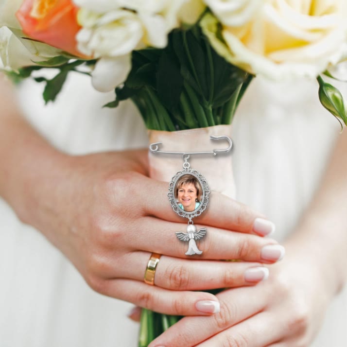 Personalizza la tua spilla fotografica con spilla pendente a forma di angelo